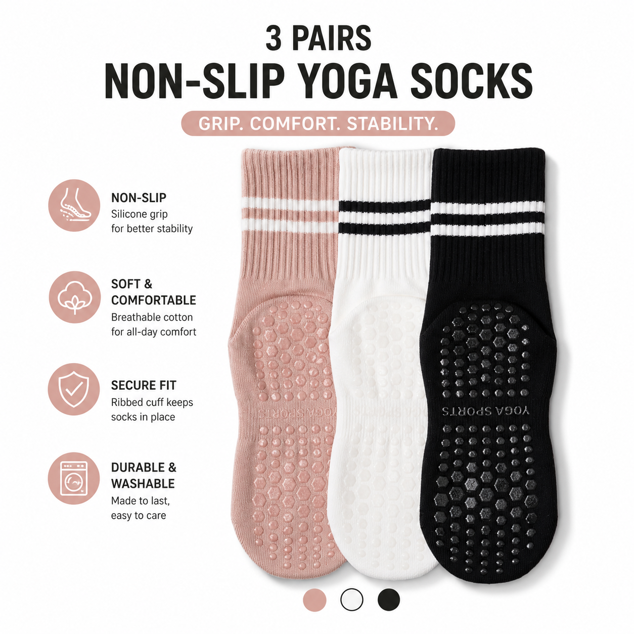 GripFlex™ Performance Training Socks (3 Pairs)