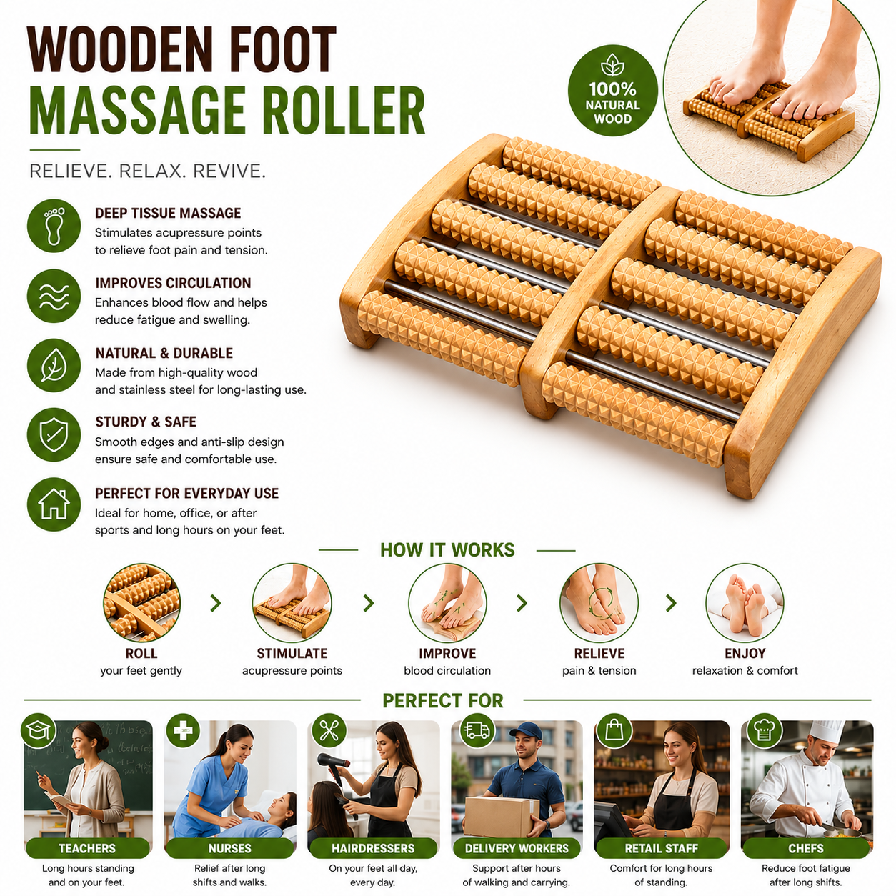 ReviveWood™ Foot Massage Roller